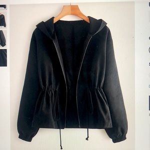 Zip up Drawstring Hooded Jacket